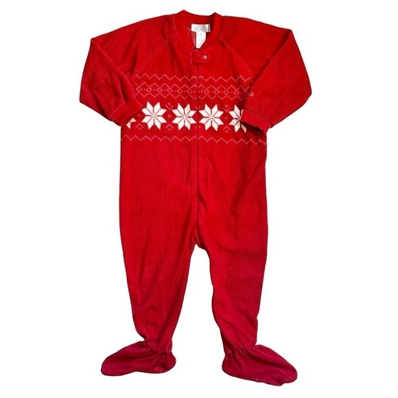 Children's Place 3T Toddler Unisex Boy Girl Red Holiday Fleece zip up pajamas - Picture 1 of 5